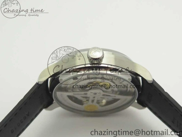 MIROTIME 0426 Upgraded Portuguese Flying Tourbillon SS White Dial 2 Sub Dials on Black Leather Strap 7161